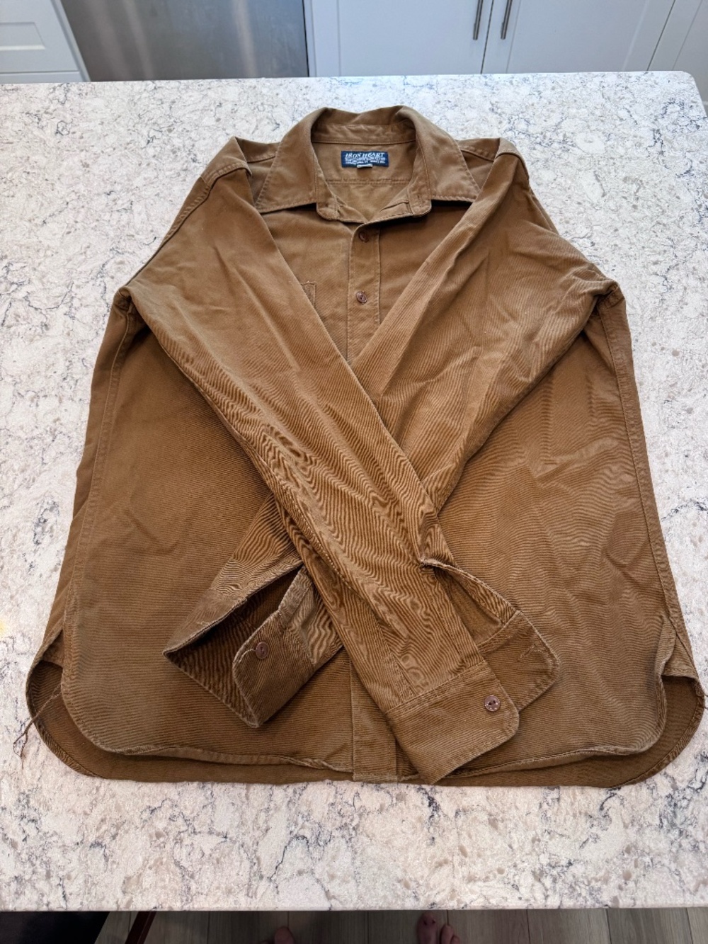 IRON HEART IHSH-329-BRN 7oz Chino Work Shirt Brown ( Size XL - fits like US L)